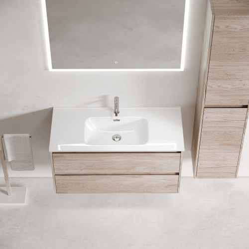 Тумба под раковину Sancos Libra LB100EG 99х45х50 подвесная цвет дуб галифакс натуральный - фото 4